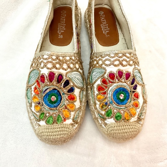 PATRIZIA by Spring step- “Maylis” Embroidered Canvas Espadrille Slip On Size 38 - Picture 14 of 16